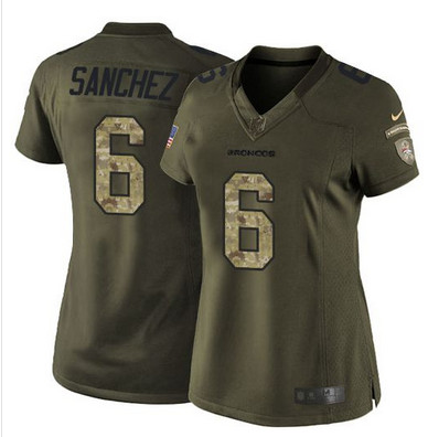Nike Broncos #6 Mark Sanchez Green Women's Stitched NFL Limited Salute to Service Jersey Nike Broncos #6 Mark Sanchez Green Women's Stitched NFL Limited Salute to Service Jersey