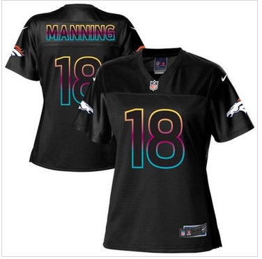Women's NFL New Broncos #18 Peyton Manning Black Fashion Game Jersey Women's NFL New Broncos #18 Peyton Manning Black Fashion Game Jersey