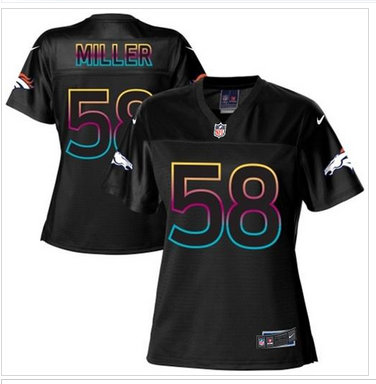 Women's NFL New Broncos #58 Von Miller Black Fashion Game Jersey Women's NFL New Broncos #58 Von Miller Black Fashion Game Jersey