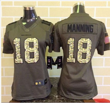 Women Nike Broncos #18 Peyton Manning Green Stitched NFL Limited Salute to Service Jersey Women Nike Broncos #18 Peyton Manning Green Stitched NFL Limited Salute to Service Jersey
