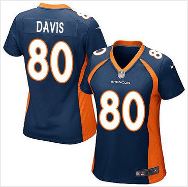 Women Nike Broncos #80 Vernon Davis Blue Alternate Stitched NFL New Elite Jersey Women Nike Broncos #80 Vernon Davis Blue Alternate Stitched NFL New Elite Jersey