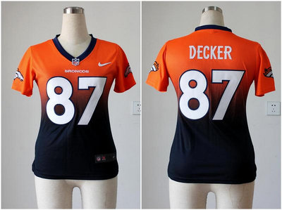 Women NEW NFL Denver Broncos 87 Eric Decker Orange Blue Drift Fashion II Jerseys Women NEW NFL Denver Broncos 87 Eric Decker Orange Blue Drift Fashion II Jerseys