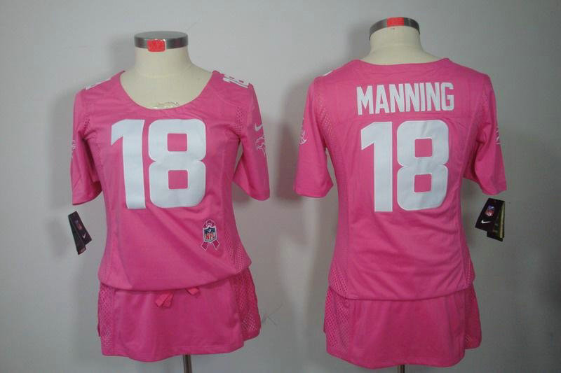 Womens NEW Denver Broncos 18 Manning Elite breast Cancer Awareness Pink Jerseys
