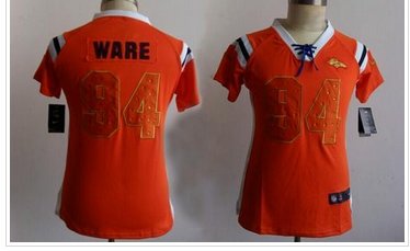 Women's NEW Broncos #94 DeMarcus Ware Orange NFL Elite Draft Him Shimmer Jersey Women's NEW Broncos #94 DeMarcus Ware Orange NFL Elite Draft Him Shimmer Jersey