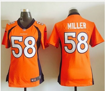 Women Nike Broncos #58 Von Miller Orange Team Color Stitched NFL Elite Jersey Women Nike Broncos #58 Von Miller Orange Team Color Stitched NFL Elite Jersey