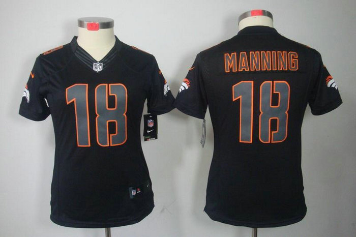 Women NEW NFL Denver Broncos 18 Peyton Manning Impact Limited Black Jerseys Women NEW NFL Denver Broncos 18 Peyton Manning Impact Limited Black Jerseys
