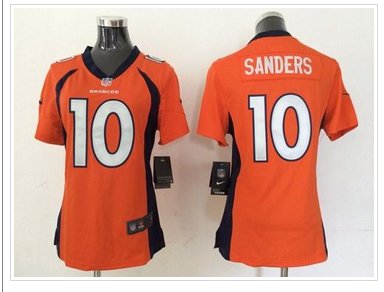 Women's NEW Broncos #10 Emmanuel Sanders Orange Team Color NFL New jersey Women's NEW Broncos #10 Emmanuel Sanders Orange Team Color NFL New jersey