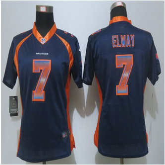 Women New Nike Denver Broncos #7 John Elway Navy Blue Strobe Elite Jersey Women New Nike Denver Broncos #7 John Elway Navy Blue Strobe Elite Jersey
