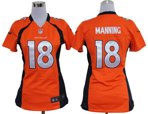 Women''''s Nike Denver Broncos 18 Peyton Manning Game Team Color Jerseys