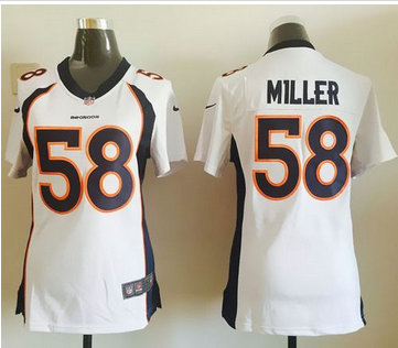 Women Nike Broncos #58 Von Miller White Stitched NFL Elite Jersey Women Nike Broncos #58 Von Miller White Stitched NFL Elite Jersey