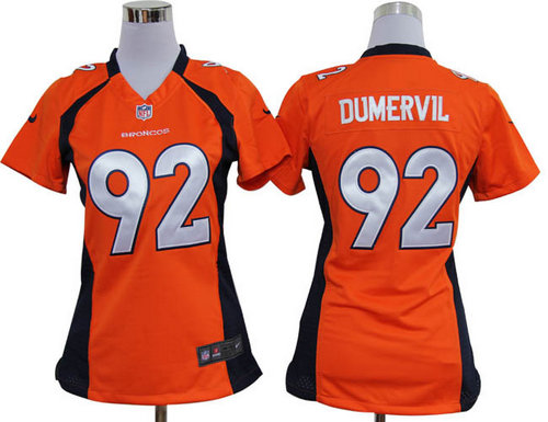 Women Nike NFL Denver Broncos 92 Elvis Dumervil Orange Jerseys