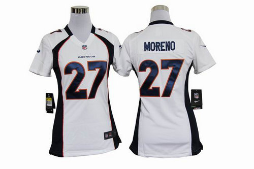 Women Nike NFL Denver Broncos 27 Knowshon Moreno White Jerseys Women Nike NFL Denver Broncos 27 Knowshon Moreno White Jerseys