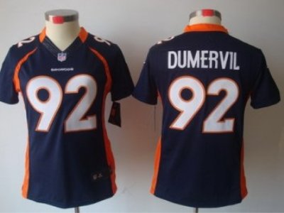 Women NFL Denver Broncos 92 Elvis Dumervil Blue Jerseys Women NFL Denver Broncos 92 Elvis Dumervil Blue Jerseys