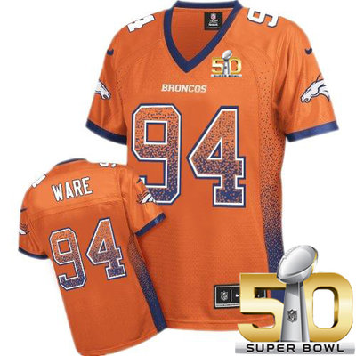 Nike Broncos #94 DeMarcus Ware Orange Team Color Super Bowl 50 Women's Stitched NFL Elite Drift Fashion Jersey Nike Broncos #94 DeMarcus Ware Orange Team Color Super Bowl 50 Women's Stitched NFL Elite Drift Fashion Jersey
