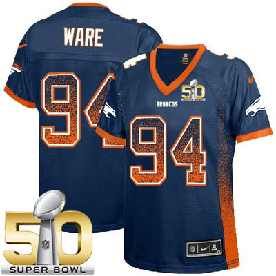 Nike Broncos #94 DeMarcus Ware Blue Alternate Super Bowl 50 Women's Stitched NFL Elite Drift Fashion Jersey Nike Broncos #94 DeMarcus Ware Blue Alternate Super Bowl 50 Women's Stitched NFL Elite Drift Fashion Jersey