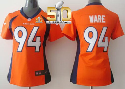 Nike Broncos #94 DeMarcus Ware Orange Team Color Super Bowl 50 Women's Stitched NFL New Elite Jersey Nike Broncos #94 DeMarcus Ware Orange Team Color Super Bowl 50 Women's Stitched NFL New Elite Jersey