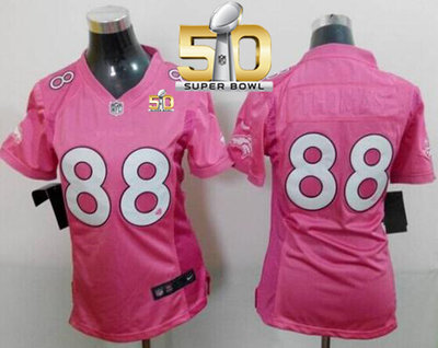 Nike Broncos #88 Demaryius Thomas Pink Super Bowl 50 Women's Be Luv'd Stitched NFL New Elite Jersey Nike Broncos #88 Demaryius Thomas Pink Super Bowl 50 Women's Be Luv'd Stitched NFL New Elite Jersey
