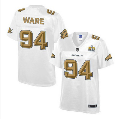 Nike Broncos #94 DeMarcus Ware White Women's NFL Pro Line Super Bowl 50 Fashion Game Jersey Nike Broncos #94 DeMarcus Ware White Women's NFL Pro Line Super Bowl 50 Fashion Game Jersey