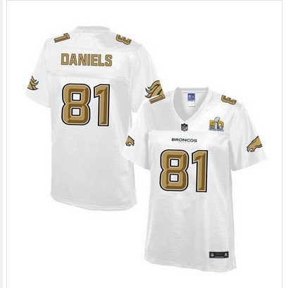 Nike Broncos #81 Owen Daniels White Women's NFL Pro Line Super Bowl 50 Fashion Game Jersey