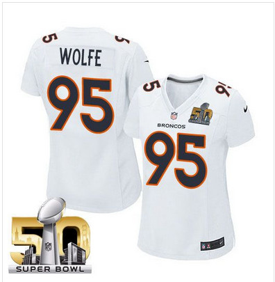 Nike Broncos #95 Derek Wolfe White Super Bowl 50 Women's Stitched NFL Game Event Jersey Nike Broncos #95 Derek Wolfe White Super Bowl 50 Women's Stitched NFL Game Event Jersey