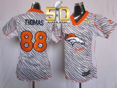 Nike Broncos #88 Demaryius Thomas Zebra Super Bowl 50 Women's Stitched NFL Elite Jersey Nike Broncos #88 Demaryius Thomas Zebra Super Bowl 50 Women's Stitched NFL Elite Jersey