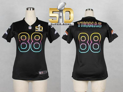 Nike Broncos #88 Demaryius Thomas Black Super Bowl 50 Women's NFL Fashion Game Jersey Nike Broncos #88 Demaryius Thomas Black Super Bowl 50 Women's NFL Fashion Game Jersey