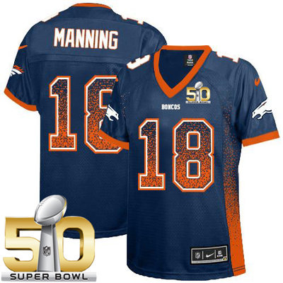 Nike Broncos #18 Peyton Manning Blue Alternate Super Bowl 50 Women's Stitched NFL Elite Drift Fashion Jersey Nike Broncos #18 Peyton Manning Blue Alternate Super Bowl 50 Women's Stitched NFL Elite Drift Fashion Jersey