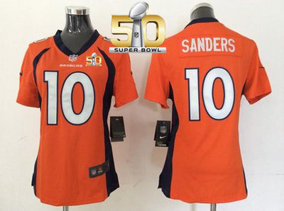 Nike Broncos #10 Emmanuel Sanders Orange Team Color Super Bowl 50 Women's Stitched NFL New Elite Jersey Nike Broncos #10 Emmanuel Sanders Orange Team Color Super Bowl 50 Women's Stitched NFL New Elite Jersey