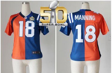 Nike Broncos #18 Peyton Manning OrangeBlue Super Bowl 50 Women's Stitched NFL Elite Split Colts Jersey Nike Broncos #18 Peyton Manning OrangeBlue Super Bowl 50 Women's Stitched NFL Elite Split Colts Jersey