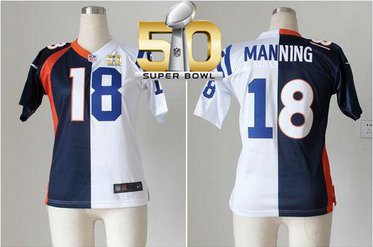 Nike Broncos #18 Peyton Manning BlueWhite Super Bowl 50 Women's Stitched NFL Elite Split Colts Jersey Nike Broncos #18 Peyton Manning BlueWhite Super Bowl 50 Women's Stitched NFL Elite Split Colts Jersey