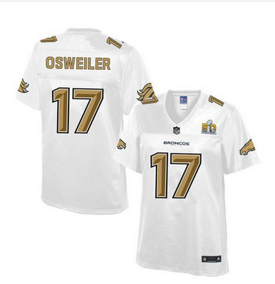 Nike Broncos #17 Brock Osweiler White Women's NFL Pro Line Super Bowl 50 Fashion Game Jersey