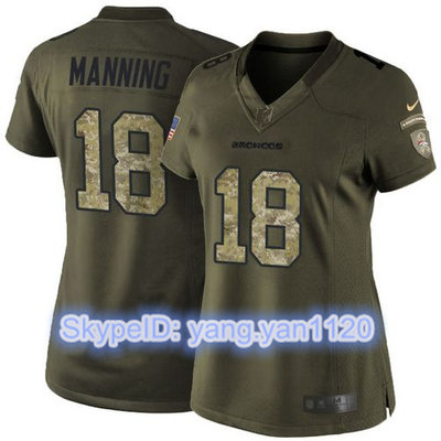 Nike Broncos #18 Peyton Manning Green Women's Stitched NFL Limited Salute to Service Jersey Nike Broncos #18 Peyton Manning Green Women's Stitched NFL Limited Salute to Service Jersey