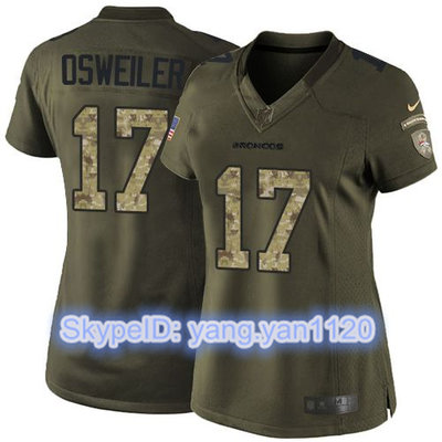 Nike Broncos #17 Brock Osweiler Green Women's Stitched NFL Limited Salute to Service Jersey Nike Broncos #17 Brock Osweiler Green Women's Stitched NFL Limited Salute to Service Jersey