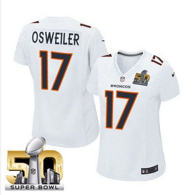 Nike Broncos #17 Brock Osweiler White Super Bowl 50 Women's Stitched NFL Game Event Jersey Nike Broncos #17 Brock Osweiler White Super Bowl 50 Women's Stitched NFL Game Event Jersey