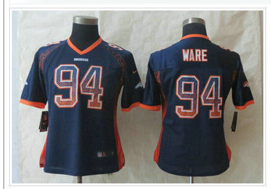 Women New Denver Broncos #94 DeMarcus Ware Drift Fashion Blue Elite Jerseys