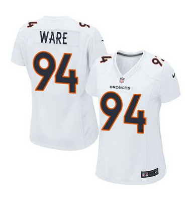 Nike Broncos #94 DeMarcus Ware White Women's Stitched NFL Game Event Jersey