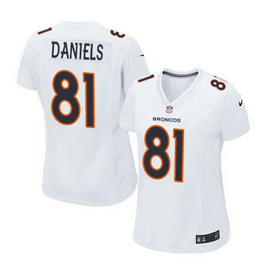 Nike Broncos #81 Owen Daniels White Women's Stitched NFL Game Event Jersey