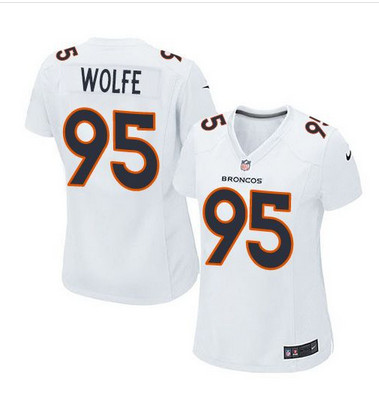 Nike Broncos #95 Derek Wolfe White Women's Stitched NFL Game Event Jersey