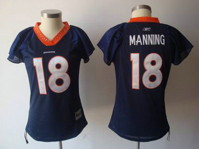 Women Denver Broncos 18 Peyton Manning blue Jersey