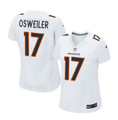 Nike Broncos #17 Brock Osweiler White Women's Stitched NFL Game Event Jersey