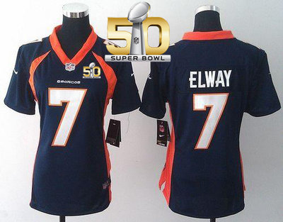 Nike Broncos #7 John Elway Blue Alternate Super Bowl 50 Women's Stitched NFL New Elite Jersey