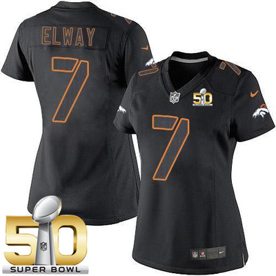 Nike Broncos #7 John Elway Black Impact Super Bowl 50 Women's Stitched NFL Limited Jersey
