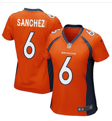 Nike Broncos #6 Mark Sanchez Orange Team Color Women's Stitched NFL New Elite Jersey