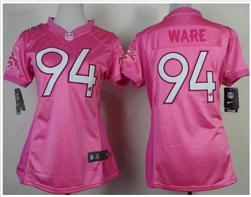 Denver Broncos #94 DeMarcus Ware Pink New Women's Be Luv'd NFL Elite Jersey Denver Broncos #94 DeMarcus Ware Pink New Women's Be Luv'd NFL Elite Jersey