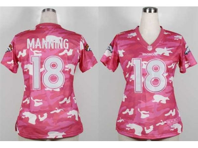 NEW women nfl jerseys denver broncos 18 manning pink(fashion camo)