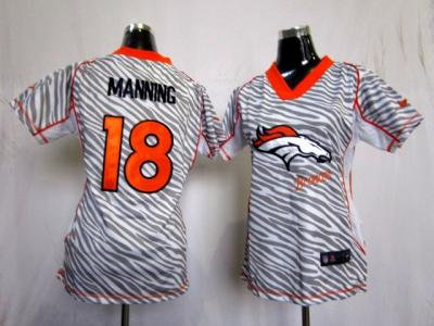 NEW Women Denver Broncos #18 Peyton Manning jerseys(fem fan zebra)