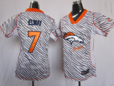 NEW Women NFL Denver Broncos #7 John Elway jerseys(fem fan zebra)
