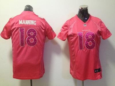 NEW Women Denver Broncos #18 Peyton Manning Pink Jerseys