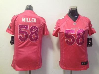 NEW Women Denver Broncos #58 Von Miller pink jerseys