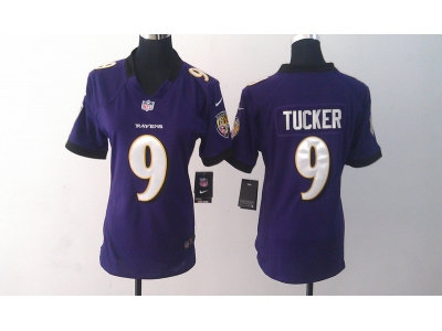 NEW women baltimore ravens #9 Tucker purple jerseys